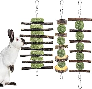 ERKOON Kaninchen Hamster Kauspielzeug, Hasen Beschäftigung Kleintiere Natürliche Timothy Heu Gr…
