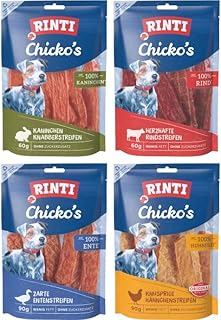 Bundle RINTI Chicko’s Hundesnacks Mix 4 Sorten 300g | luftgetrocknete Fleischstreifen als Train…