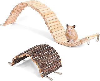 2 Stück Hamster Brücke, 60 X 8 cm Holzbrücke für Kleintiere mit Holzzaun 3 x 20 cm Hamster Ho…
