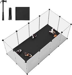 SONGMICS Kleintiergehege mit Bodenplatten, Laufstall mit Abnehmbarer und wasserfester Unterlage, …