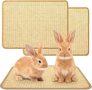 2 Stück Kratzmatte für Kaninchen, 40×30cm Sisal Teppich für Krallen und Zahnpflege, Hanfmatte…