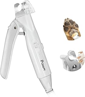2-in-1 Pfoten Haartrimmer und Krallenschere für Hunde und Katzen mit 2 LED-Leuchten und Spritzsc…