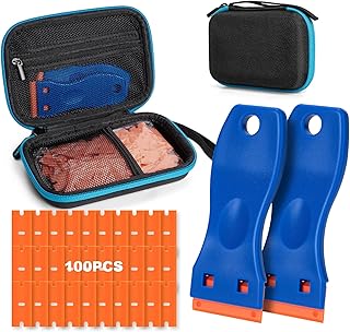 2er Set Plastikschaber mit 100 Klingen – Kratzfreier Etikettenentferner für Glas, Ceranfeld, Aut…