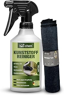 bio-chem Kunststoffreiniger 500 ml inkl. Mikrofasertuch | PVC-Reiniger gegen Nikotin & Rauchgeruc…