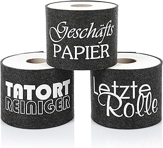 FunX Toilettenpapier Banderole 3er Set – Lustige Klorollenaufbewahrung aus Filz – Toilettenpapier…