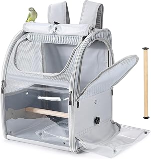 Vogel Rucksack Transportbox für Wellensittiche & Papageien, Wasserabweisend Vogeltrage mit 2 Sit…