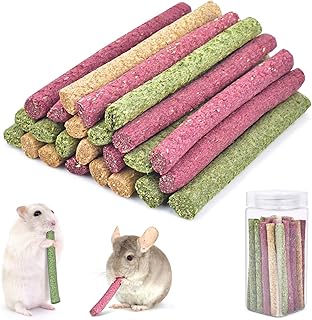 ERKOON 25 Stück Timothy Heu Sticks, Kaninchen Kauspielzeug, Natürliches Nagerfutter für Meersc…