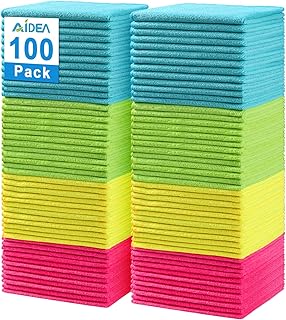 AIDEA Microfasertücher 100 Stück, Mikrofasertücher Mikrofaser Putzlappen Küch Reinigungstüch…