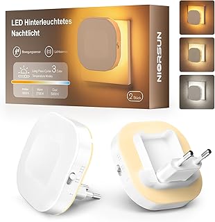 NIORSUN Nachtlicht Steckdose mit Bewegungssensor und Dämmerungssensor, 2 Stück 1800K-5000K LED …