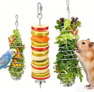 3 Pcs Ratten Spielzeug zur Anreicherung, 304 Edelstahl Futter Puzzle mit Obstspieß und Gemüseha…