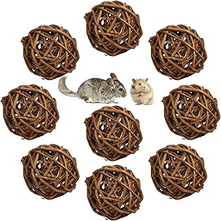 9 Stück Natur Weidenball Spielzeug für Kleintiere, Kaninchen Spielzeug Meerschweinchen Kaubäll…