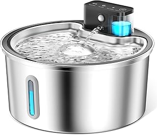 PawPoll Katzenbrunnen Kabellos mit Bewegungsmelder 4200mAh Batteriebetrieben, 3.2L Edelstahl Trin…