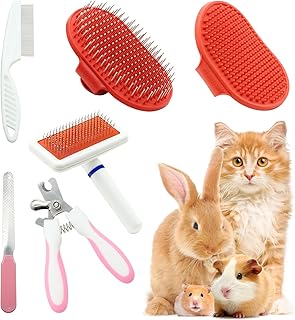 Kaninchen-Fellpflege-Set mit Haustierausfall Zupfbürste Nagelknipser Haustiermassage Badhandschu…