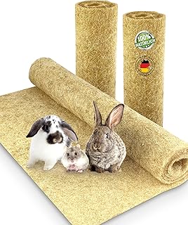 Nagerteppich aus 100% Hanf, 120 x 60cm, 5mm dick, Hanfteppich für alle Kleintiere, Hanfmatte Nag…