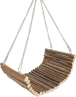 Watris Veiyi Holzschaukel, 15x35cm/5.9×13.8 Zoll Hamster Hängematte Schaukel, Hasen Spielzeug Ru…