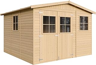 Gartenhaus Holz MIT IMPRÄGNIERTEM Boden – Geräteschuppen mit Fenstern – H226x316x324 cm/9 m² N…