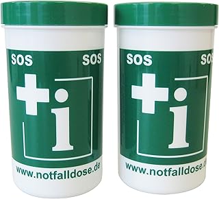 Notfalldose mit Notfall-Infoblatt und zwei Aufklebern, 2 er Set