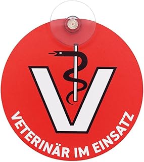 Veterinär im Einsatz Schild – Tierarzt Premium Autoschild in Signalfarbe, mit Saugnapf für die …