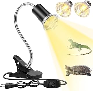 mizikuu Schildkröte Wärmelampe, 50W Reptilien Terrarium Lampe UVA/UVB Wärmespotlampe mit Clip …