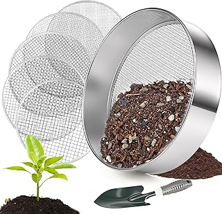 Gartensieb, 30cm Erdsieb mit 5 austauschbaren Siebeinsätzen und Schaufel, Rostschutz, Kompostsie…