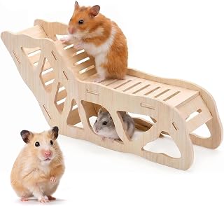 Holz Hamstertunnel, Multifunktionaler Hamster Tunnel mit Kletterleiter, Dekorative Hamster Tunnel…