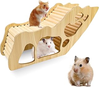 Hamster Haus aus Holz – Hamster Tunnel & Versteck für Zwerghamster, Rennmäuse & Degus (32 x 10,…