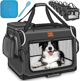 TRESKO® Hundebox faltbar inkl. Leckmatte, Spatel & Reflektoren L 70x52x52cm | Transportbox für …