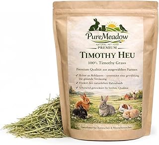 PureMeadow Premium Timothy Heu 1 kg – Frisches, Strukturreiches Heu für Kaninchen & Meerschwei…