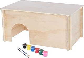 Kerbl Pet Nagerhaus zum Bemalen mit 2 versetzten EIN-/Ausgängen, Kleintierhaus, bunt, 50x29x24cm…