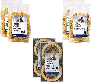 Dehner Lieblinge Nagersnack, Nagerfutter 100 % natürlich, Obst Mix, je 2 x Apfel-Chips (160 g), …