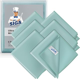 MR.SIGA Ultrafeine Mikrofasertücher für Glas, Fenster,Spiegel, 6er-Pack | Fusselfreie Fensterre…
