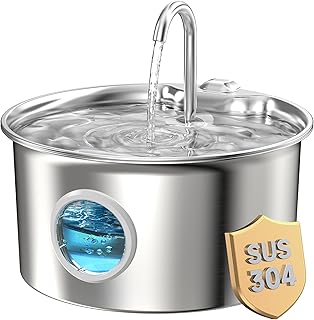 Katzenbrunnen Edelstahl Trinkbrunnen für Katze: Katzen Trinkbrunnen Leise – 2.6L Automatic Katze…
