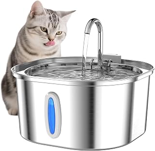 PEKTACO Katzenbrunnen aus Edelstahl für Innen – 3.2L Automatischer Trinkbrunnen mit Wasserstan…