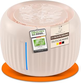 Pretty Paw Katzenbrunnen mit Leiser Pumpe, LED und Aktivkohlefilter, 2,5L | Trinkbrunnen für Kat…