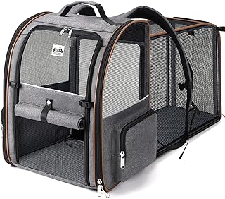 erweiterbarer Katzenrucksack für Katzen und Hunde bis 8 kg, Grau | Faltbarer Haustier-Rucksack m…