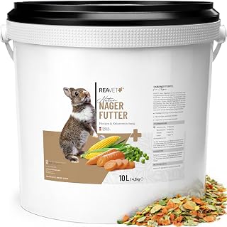 ReaVET Natur Nagerfutter 10 L – Kaninchenfutter, Meerschweinchenfutter auch für Hamster & Mäu…