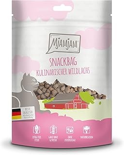 MjAMjAM – Premium Katzensnack – Snackbag – kulinarischer Wildlachs, 1er Pack (1 x 125 g), naturbe…