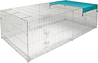 Kerbl Pet Freigehege mit Ausbruchsperre | 230 × 115 × 70 cm, mit Sonnenschutzabdeckung, vier se…
