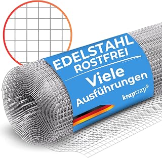 KrapTrap Volierendraht Edelstahlgitter V2A I 10mm x 10mm, 1m x 12m I rostfreies Drahtgitter I kei…