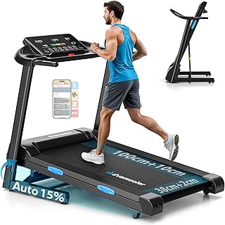 Laufband Für Zuhause mit Automatischer Neigung 15% | Walking Pad Klappbar 14KM/H, 3,0-PS-Motor, …