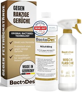 BactoDes – MilchWeg spezial Geruchsneutralisierer 1L Konzentrat mit Spray-Mischflasche – Enzymrei…