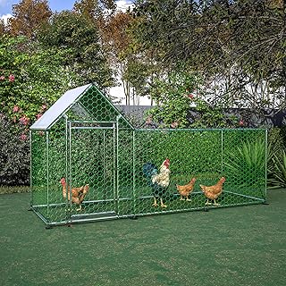 Redkid 12m² Metall Freilaufgehege Hühnerstall 3x4x2m – Mit Wasserdichtetem PE-Tuch und Sicherhe…