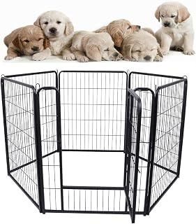 HENGMEI Welpenauslauf Absperrgitter Hund, 80cm Hundegitter, 6 Teilig | Hundebox Wohnung Faltbar H…