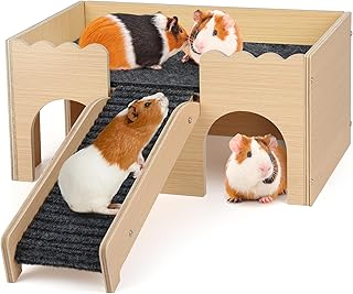 Mehrstöckiges Meerschweinchen Versteck mit Treppe und Matten – Extra Groß Meerschweinchen Sch…