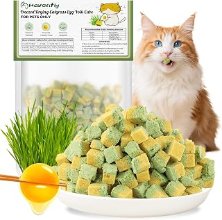 Gefriergetrocknete Katzengras Snack mit Katzengras & Eigelb, Katzenleckerlis Zahnpflege Leckerli …