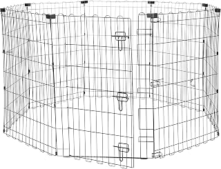 Amazon Basics Achteckig, Laufgehege für Hunde und andere Haustiere, faltbar, Metall, mit Tür, 9…