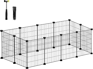 SONGMICS Freilauf, DIY-Kleintiergehege, Kleintierkäfig, Kaninchen, Meerschweinchen, Metallgitter…