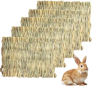 5 Stück Kleintiere Grasmatten, Gewebte Bettmatte für Kaninchen Natürliche Handgewebte Gewebte …