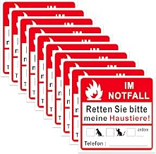 10 Stück Notfallkarte Hund, Notfallkarte Haustier Hinweis Aufkleber Set