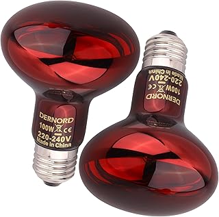 DERNORD Reptilien Rotlichtlampe Birne – 100 Watt R80 Infrarotlampe Rotlichtlampe Wärmelampe Tier…